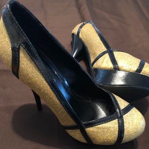Black and Gold High Heels